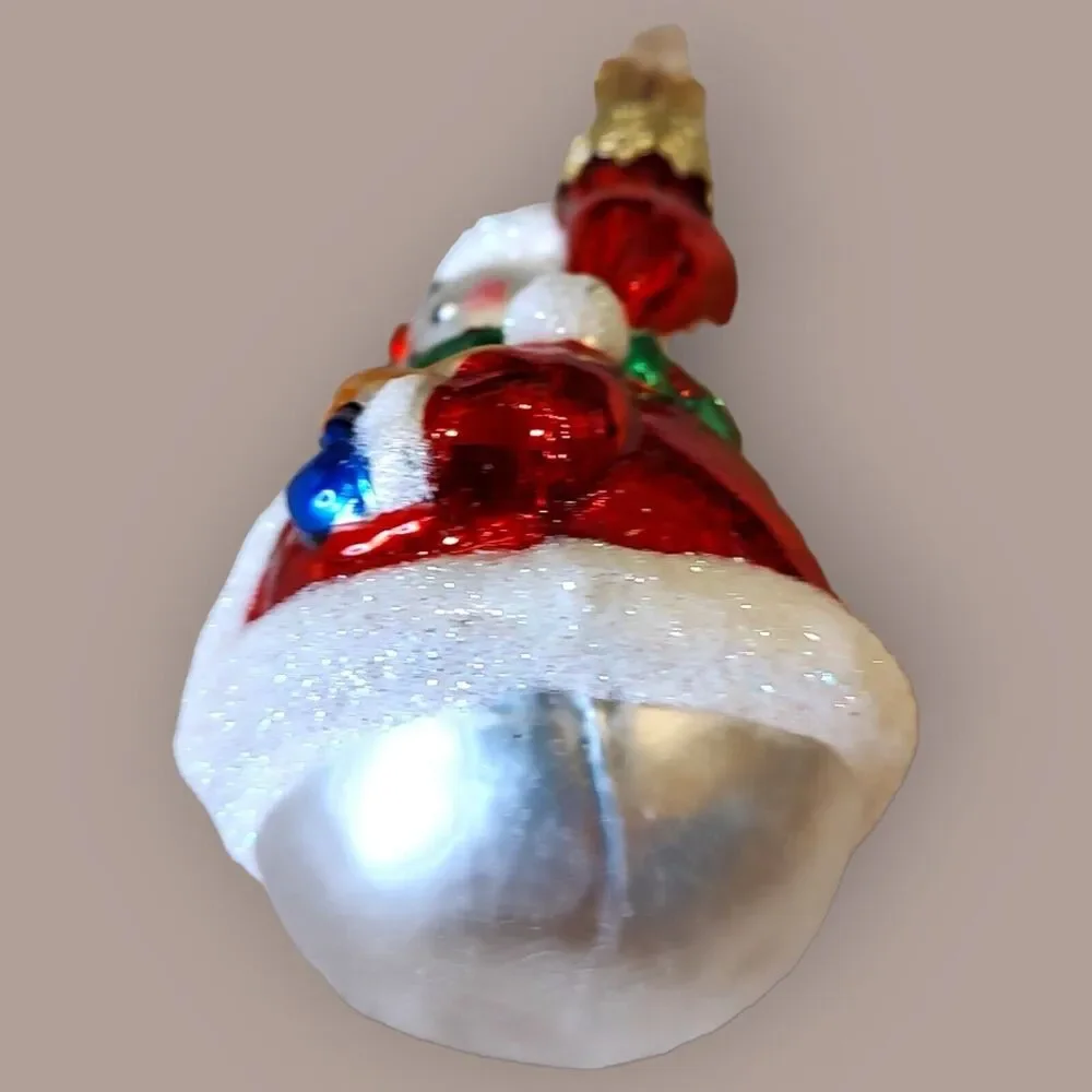 Santa Snowman Bird House Christmas Dove Blown Glass Ornament Thomas Pacconi 2002